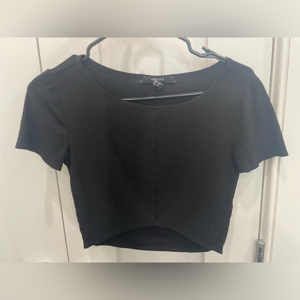 Crop ribbed top with curved hem Size XS